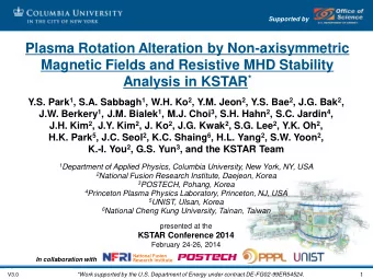 Magnetic Fields and Resistive MHD Stability Analysis in KSTAR * Y.S. Park 1 , S.A. Sabbagh 1 , W.H.