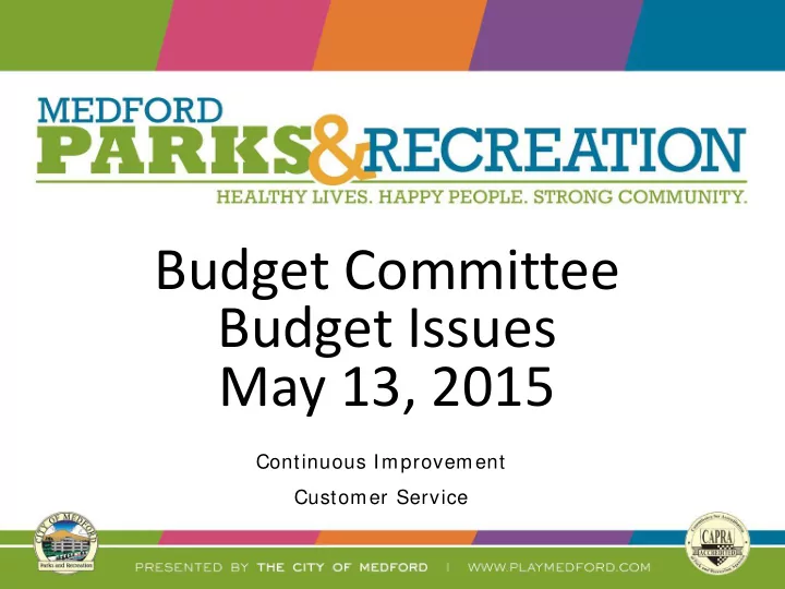 budget committee budget issues may 13 2015
