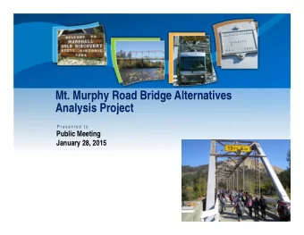 Mt. Murphy Road Bridge Alternatives  Analysis Project  P r e s e n t e d  t o  Public Meeting