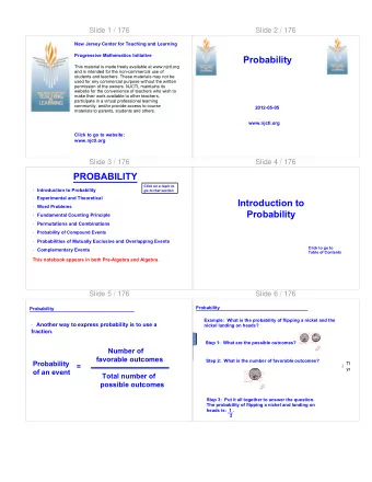 Probability  This material is made freely available at www.njctl.org  and is intended for the