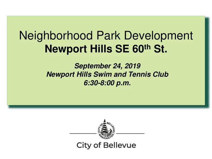 neighborhood park development