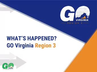 WHATS HAPPENED?  GO Virginia Region 3  CONTENTS  What is GO Virginia?  Growth &amp;