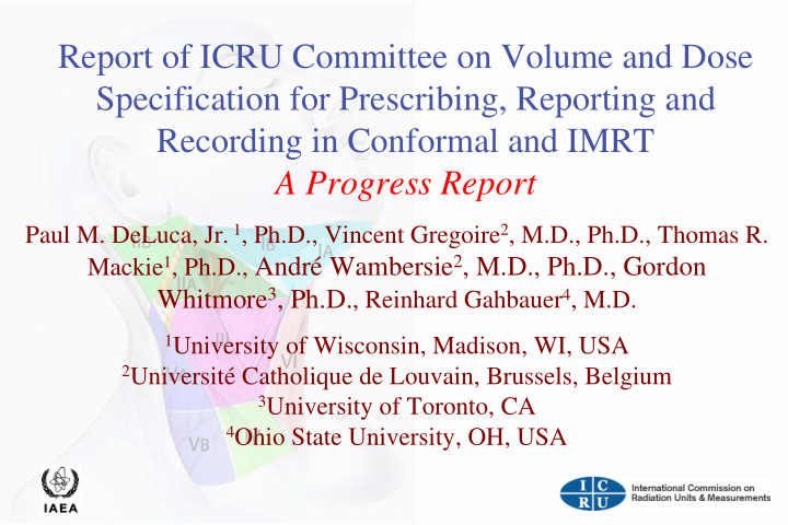 report of icru committee on volume and dose specification