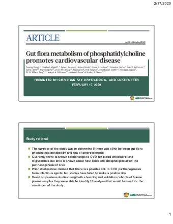 2/17/2020  PRESEN TED BY: CHRISTIAN  FAY, KRYSTLE O N G,  AN D LUKE PO TTER  FEBRUARY 17, 2020