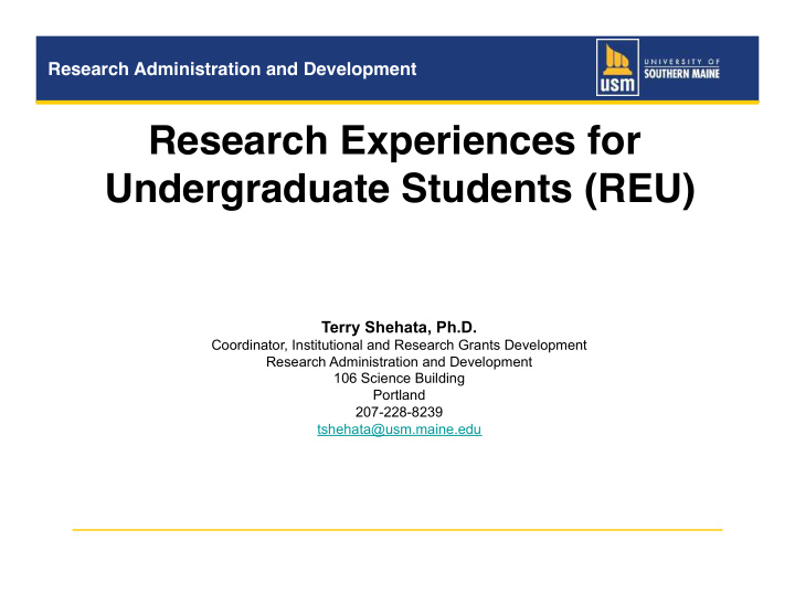 research experiences for undergraduate students reu