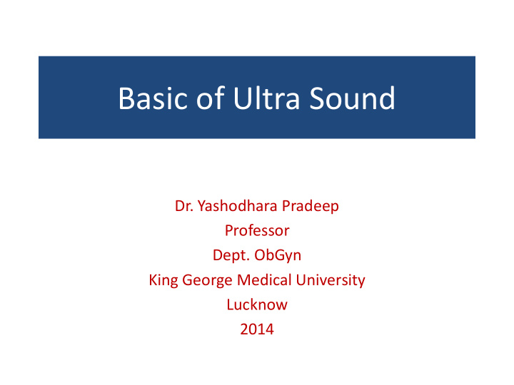 basic of ultra sound