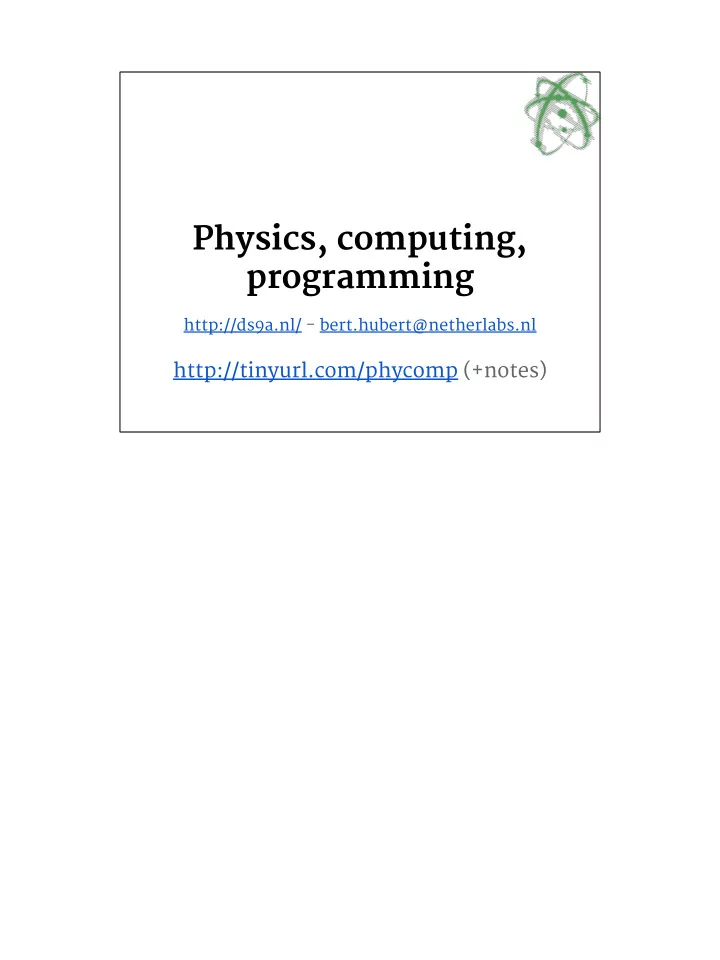 physics computing programming
