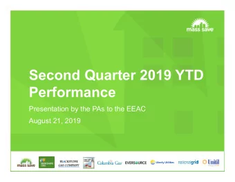 Second Quarter 2019 YTD  Performance  Presentation by the PAs to the EEAC  August 21, 2019