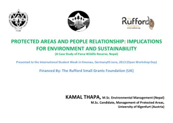 PROTECTED AREAS AND PEOPLE RELATIONSHIP: IMPLICATIONS  FOR ENVIRONMENT AND SUSTAINABILITY  (A Case