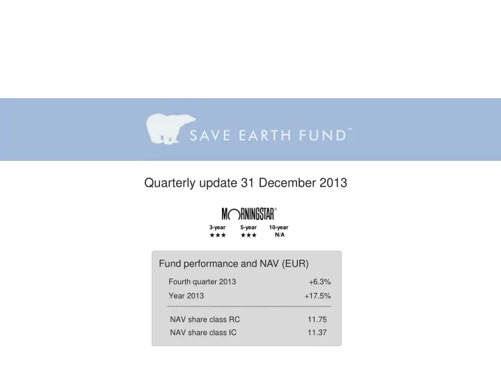 quarterly update 31 december 2013