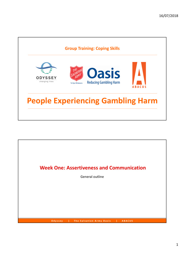 people experiencing gambling harm