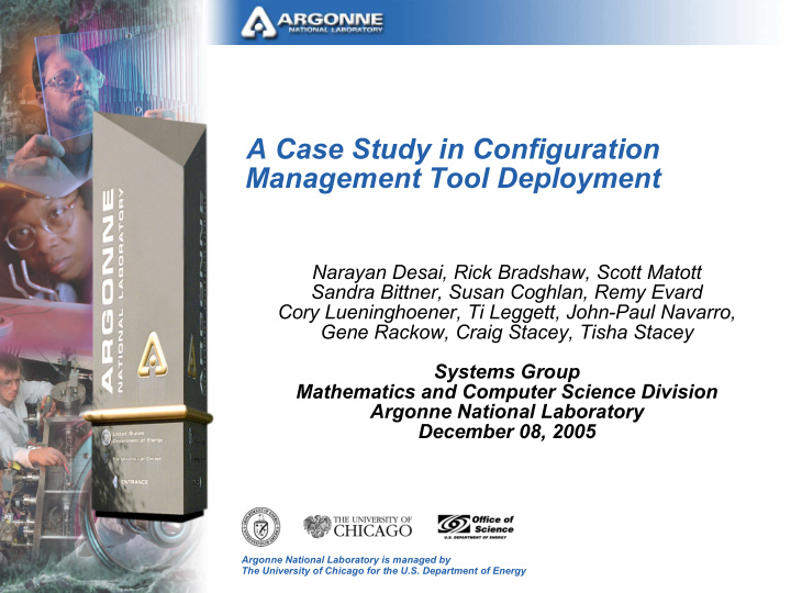 a case study in configuration management tool deployment