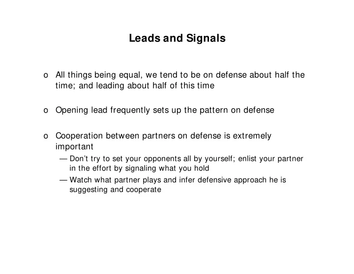 leads and signals