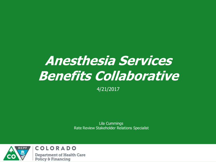 anesthesia services benefits collaborative