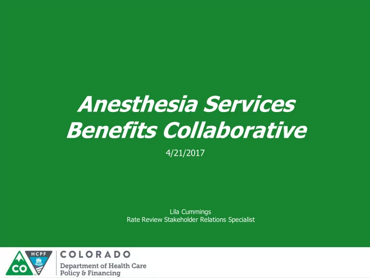 anesthesia services benefits collaborative