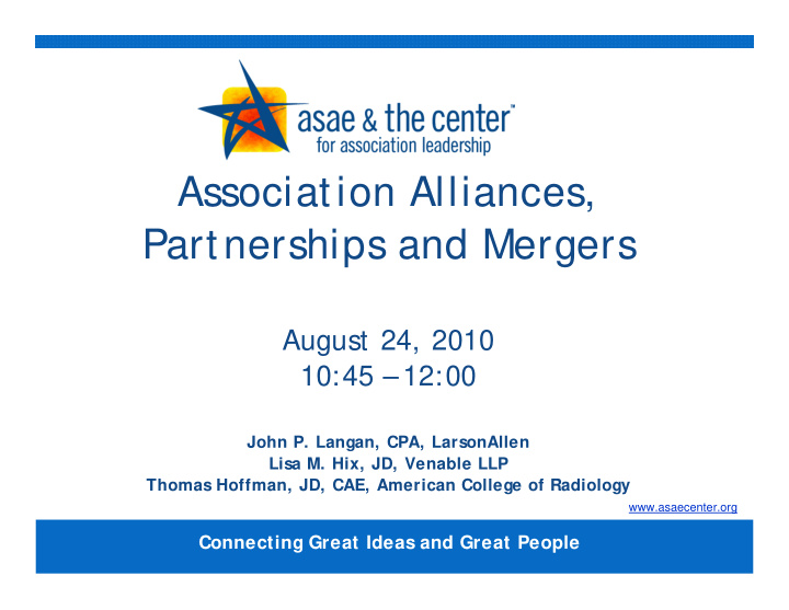 association alliances partnerships and mergers
