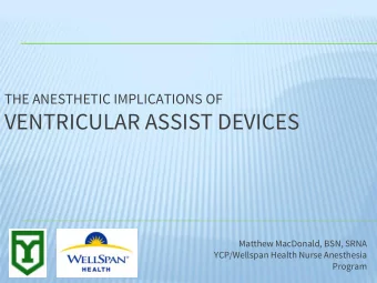 VENTRICULAR ASSIST DEVICES  Matthew MacDonald, BSN, SRNA  YCP/Wellspan Health Nurse Anesthesia