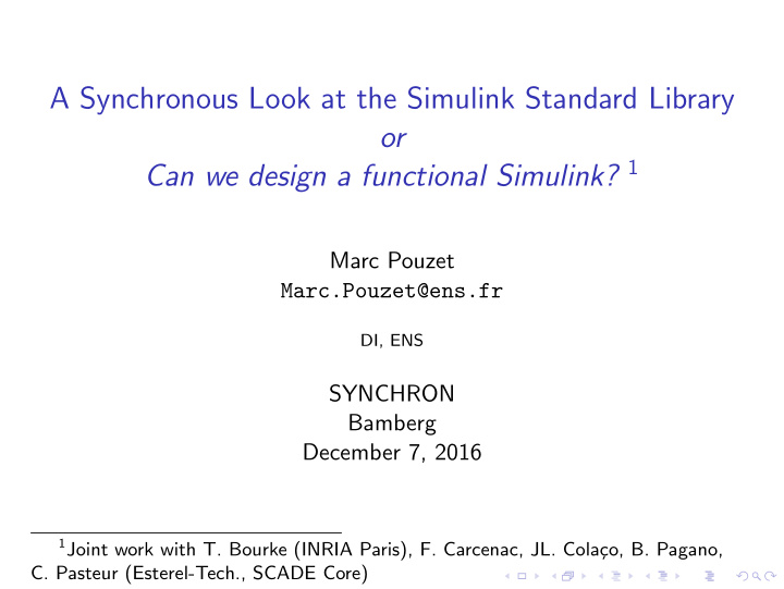 a synchronous look at the simulink standard library or