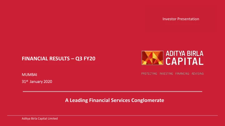 financial results q3 fy20