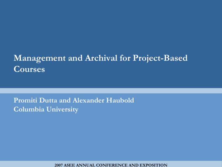 management and archival for project based courses