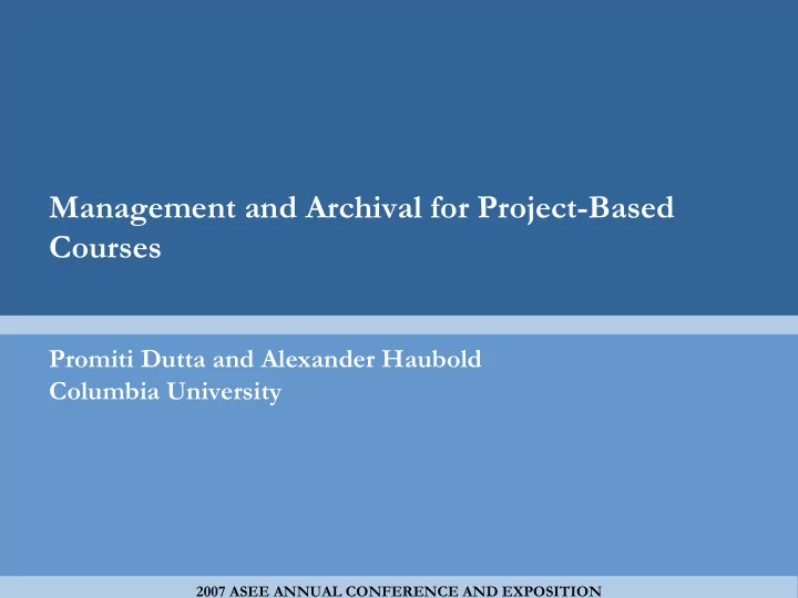 management and archival for project based courses