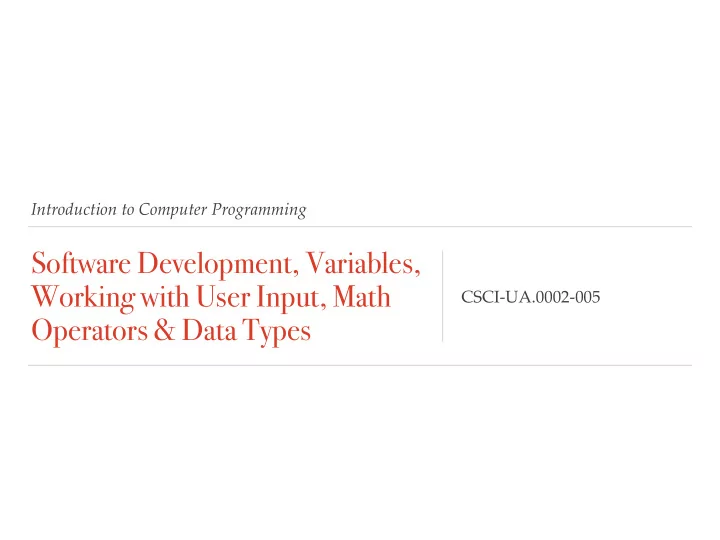 software development variables working with user input