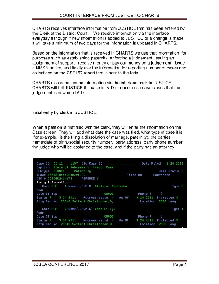 court interface from justice to charts