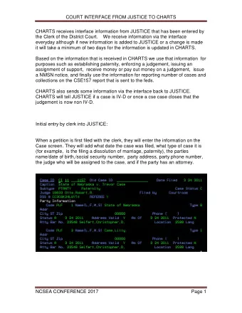 COURT INTERFACE FROM JUSTICE TO CHARTS  CHARTS receives interface information from JUSTICE that has
