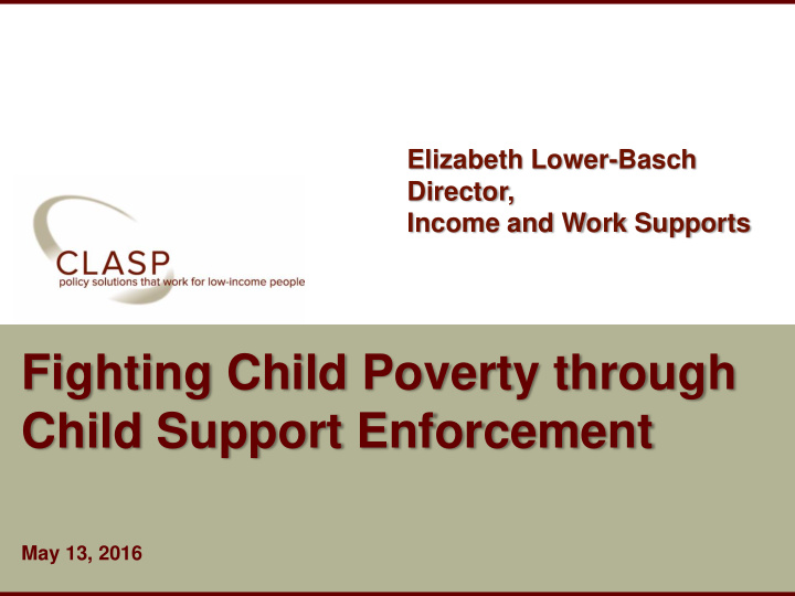 fighting child poverty through child support enforcement