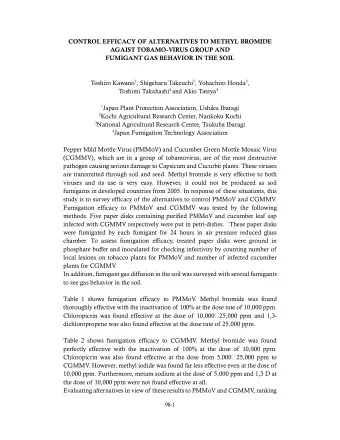 CONTROL EFFICACY OF ALTERNATIVES TO METHYL BROMIDE  AGAIST TOBAMO-VIRUS GROUP AND FUMIGANT GAS