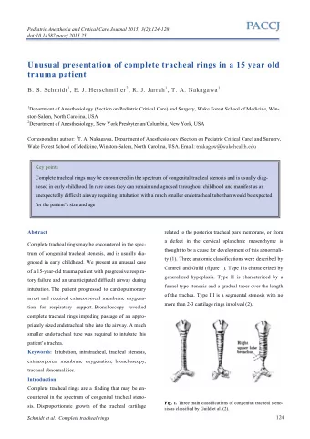 Unusual presentation of complete tracheal rings in a 15 year old  trauma patient B. S. Schmidt 1 ,