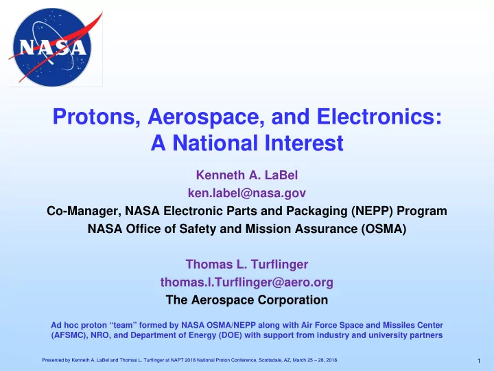 protons aerospace and electronics a national interest