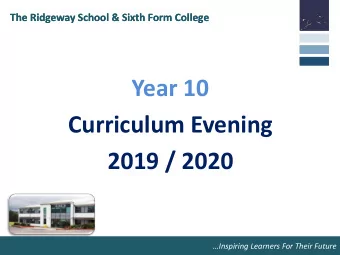 2019 / 2020  Inspiring Learners For Their Future  Inspiring Learners For Their Future  The