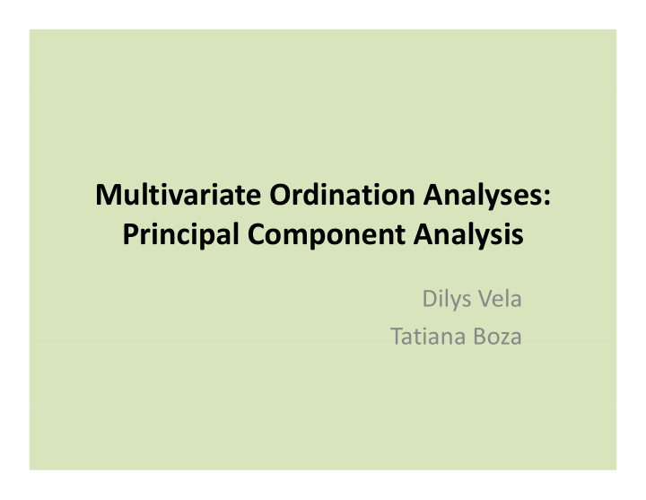 multivariate ordination analyses principal component