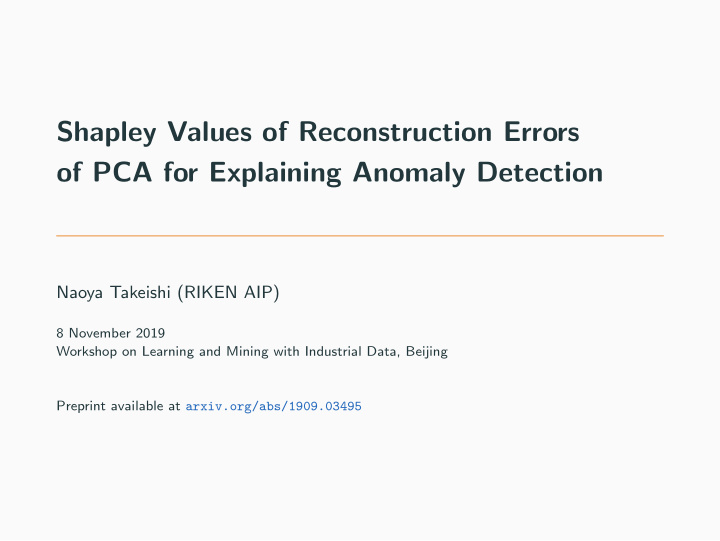 shapley values of reconstruction errors of pca for