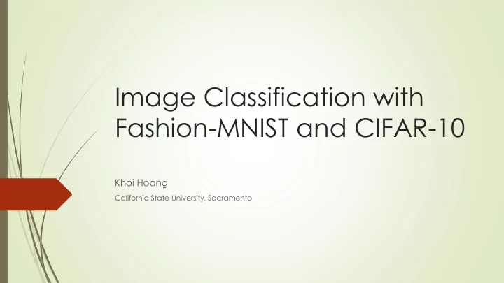 image classification with fashion mnist and cifar 10