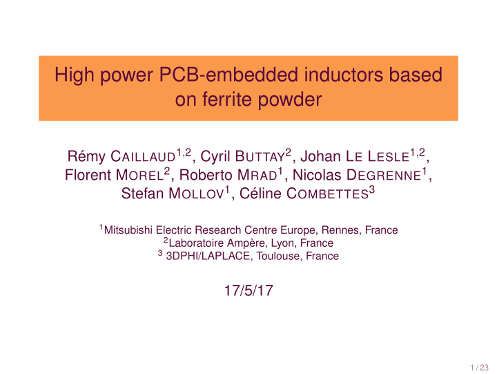 high power pcb embedded inductors based on ferrite powder