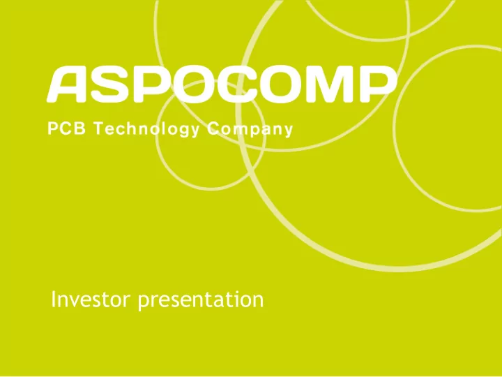 investor presentation contents