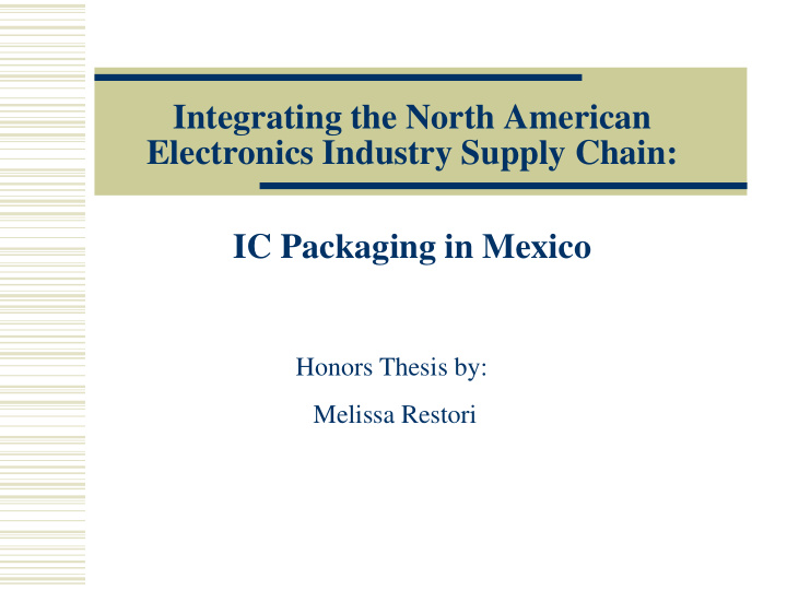 integrating the north american electronics industry