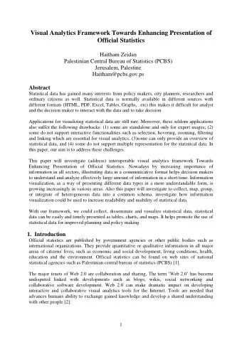 Visual Analytics Framework Towards Enhancing Presentation of  Official Statistics  Haitham Zeidan