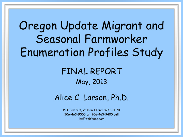 oregon update migrant and seasonal farmworker enumeration