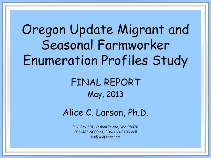 oregon update migrant and seasonal farmworker enumeration