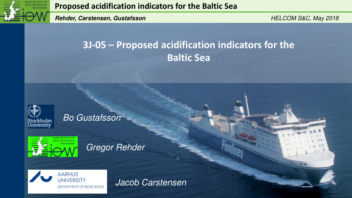 3j 05 proposed acidification indicators for the baltic sea