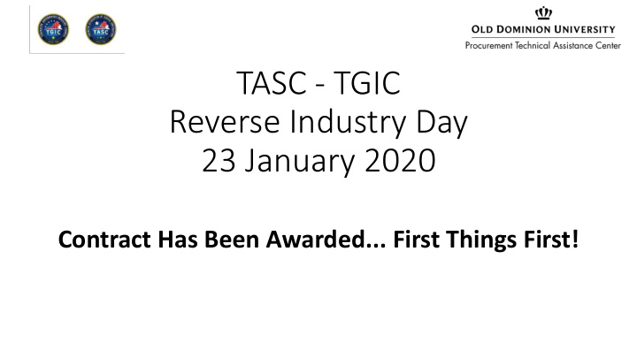 tasc tgic reverse industry day 23 january 2020
