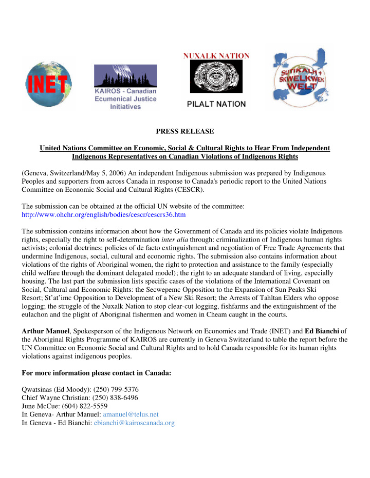 press release united nations committee on economic social