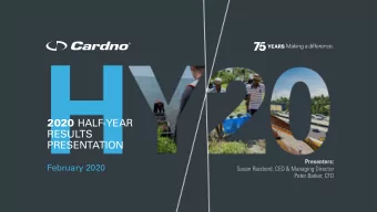 2020 HALF-YEAR  RESULTS  PRESENTATION  Presenters:  February 2020  Susan Reisbord, CEO &amp;