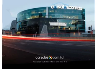 Year End Results Presentation to 30 June 2013  Organisational Structure  Performance Update