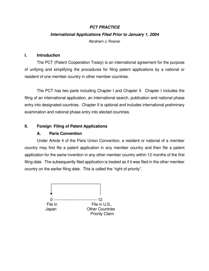 pct practice international applications filed prior to