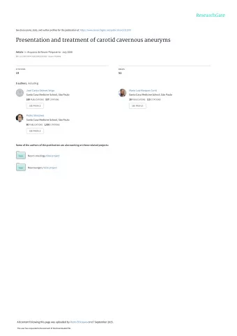 Presentation and treatment of carotid cavernous aneuryms Article in Arquivos de Neuro-Psiquiatria