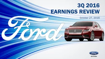 3Q 2016  EARNINGS REVIEW  October 27, 2016  1  Business Review  Appendix  Financial Headlines  3